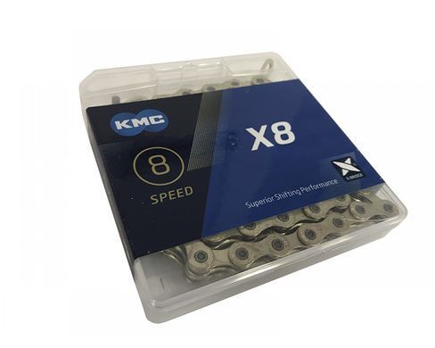 Ланцюг KMC X8 Silver 1/2"х3/32"х114L, для 8 швидкісних трансмісій велосипеда