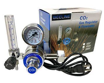 Редуктор аргоновый+углекислотный (CO₂/Ar) с ротаметром и подогревом 220V для сварки MIG/MAG/TIG